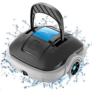 WYBOT Robot Piscina Cordless, Aspirapolvere per Piscina Dura 100 Minuti, per Piscine Fuori Terra e Piscine interrate a Fondo Piatto, Doppio Motore, Fino a 80 m², Nero/Grigio