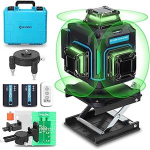 Geevorks Laser a linee incrociate con treppiede, laser 4D multifunzionale con 16 linee, Macchina Autolivellante, Dispositivo di Livellamento con 2400 mAh Batteria,per Cantieri,Interni