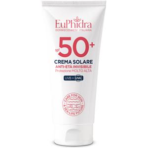Euphidra Crema Solare Anti-Età Invisibile SPF50 50 ml - Texture Ultra-Leggera Senza Effetto Bianco