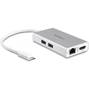 StarTech.com Adattatore Multifunzione USB-C per portatili - Power Delivery - 4K HDMI - Gbe - USB 3.0 - Bianco e Argento