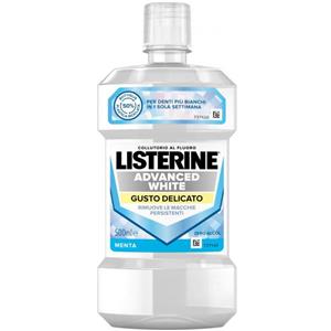 Listerine Advanced White Gusto Delicato Collutorio 500ml - Zero Alcol, Denti più Bianchi in 1 Settimana