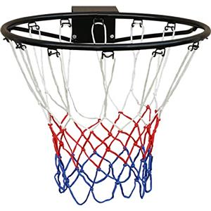 FUNJEPE Anello solido da basket professionale (45 cm), rete per canestro da basket e fissaggio a parete, adatto per adulti e bambini, per interni ed esterni, nero