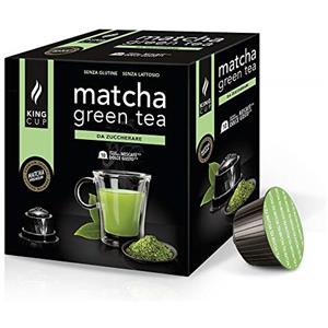 King Cup - 1 Confezione da 10 Capsule di Matcha Green Tea da Zuccherare, 10 Capsule 100% Compatibili con Sistema Nescafè Dolce Gusto di Bevanda al Gusto di Matcha, Senza Glutine e Senza Lattosio