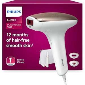 Philips Lumea 7000 Series, dispositivo di epilazione IPL, alternativa ai dispositivi di epilazione laser, con rifinitore a penna Satin Compact, 2 accessori per viso e corpo, modello BRI921/00