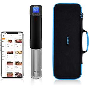 INKBIRD ISV-100W Sous Vide Cooker + Custodia Protettiva | WiFi Roner Professionali Cottura Sottovuoto Bassa Temperatura 1000W, Borsa in EVA Rigido per il Trasporto Antigraffio, Antipolvere, Nero