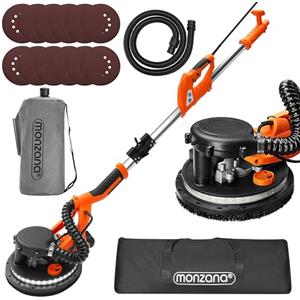 MONZANA® Levigatrice Muro 750Watt Telescopica Cartongesso Giraffa Levigatura Professionale Pareti 12 Dischi Abrasivi Carteggiatrice Soffitti Orbitale
