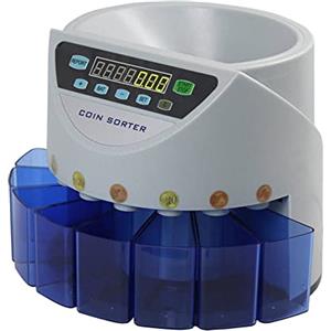 VR VETRINEINRETE Vetrineinrete® Contamonete con display digitale a 7 cifre macchina professionale contatore conta monete con 8 vani raccoglitori moneta euro