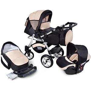 GagaDumi Urbano Passeggino TRIO Baby Carrozzina 3in1 Seggioliono OVETTO AUTO,Fatto nell'Unione Europea (U3-Sandy)