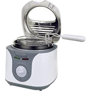 Augosma Augosoma Friggitrice ad olio 850-950 W, Friggitrice Elettrica Piccola 2 Litri con Oblò, Cestello in Acciaio Rimovibile Lavabile, Temperatura Regolabile, Piedini Gommati Antiscivolo, Bianco