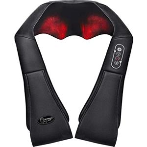 Careboda Massaggiatore per Collo e Spalle, Massaggiatore Cervicale 3D Shiatsu dei Tessuti Profondi con Funzione di Riscaldamento e Cinghia più lunghe