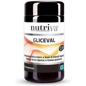 Nutriva Gliceval - Integratore Alimentare 30 Compresse per il Metabolismo dei Carboidrati, Senza Zuccheri e Glutine, Adatto a Vegetariani e Vegani