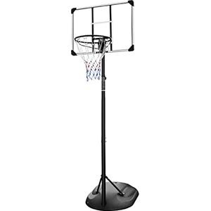 FUNJEPE Canestro da basket portatile con supporto regolabile in altezza da 2,3 m a 2,8 m con tabellone trasparente da 81,9 cm e ruote per giovani adulti, per interni ed esterni, 230 cm-280 cm
