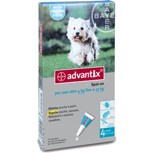 ELANCO Advantix Spot-On Antiparassitario per Cani 4-10 Kg - 4 Pipette da 1 ml