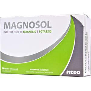 Meda Pharma Magnosol - Integratore di Magnesio e Potassio in 20 Bustine Effervescenti, Senza Zucchero, Lattosio e Glutine