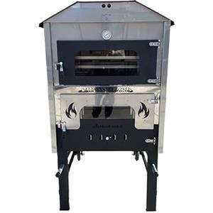 Alfonso Forni Forno a Legna Fuoco Indiretto Mattoni refrattari Portatile In Acciaio Da Esterno Girarrosto Automatico Ventilato 3 Livelli Di Cottura,Pizza Pane Pollo Kebab Luxor V2 Plus Girarrosto