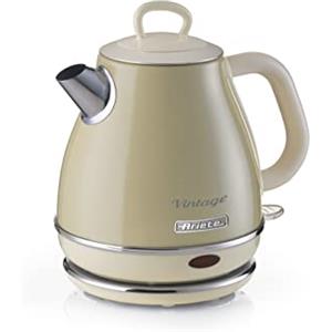 Ariete Bollitore Vintage 2868, Bollitore Elettrico con Base Cordless a 360°, Spegnimento Automatico, Capacità 1 L, Acciaio Inossidabile, 1600W, Beige