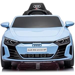 TOYSCAR Macchina Elettrica Per Bambini Audi RS e-Tron Auto Elettrica Per Bambini Telecomandata Sedile In Pelle Porte Apribili Doppio Motore Elettrico 12V Carico 25 Kg TOYSCAR (blu)