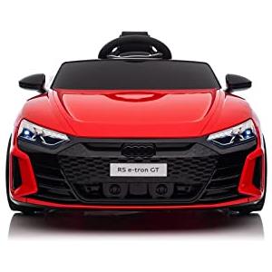 TOYSCAR Macchina Elettrica Per Bambini Audi RS e-Tron Auto Elettrica Per Bambini Telecomandata Sedile In Pelle Porte Apribili Doppio Motore Elettrico 12V Carico 25 Kg TOYSCAR Rossa