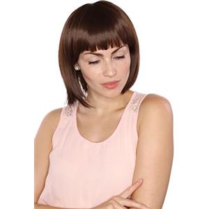 Prettyland parrucca da donna naturale opaca corta caschetto tutti i giorni marrone castano brunoC428