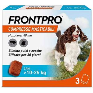 FRONTPRO x3 Compresse Masticabili, Antiparassitario Per Cani (10-25Kg) Contro Pulci E Zecche 3 pz masticabili