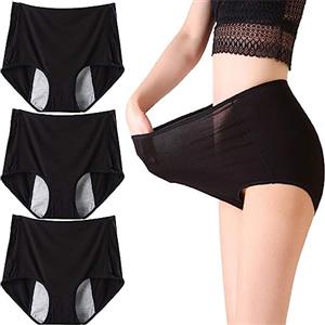 RAAMKA Mutande Assorbenti Donna Vita Alta Slip Cotone, 3 Pack Biancheria Intima lavabile per Incontinenza Urinaria Femminile, Mutandine Assorbenti per Incontinenza Forte Donna