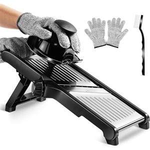 MASTERTOP Mandolina Vegetale Multifunzionale, Mandolina Giapponese Regolabile e Professionale in Acciaio Inox, Lame Affilate per Tagli di Spessori Multipli