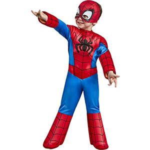 Rubie's Marvel: Spidey And His Amazing Friends Spider-Man Deluxe Costume, Mostrato, 2-3 Anni Unisex-Bambini e Ragazzi, Multicolore