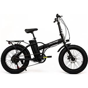 Italia Power off Grid, E-Bike Quark 20, Bicicletta Elettrica Fat, Unisex, Adulto, Pieghevole, Nera, Medium