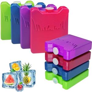 MR.ICE Elementi Refrigeranti, Freeze Board, Mini Mattonelle Refrigeranti, Mini Blocchi di Ghiaccio per Congelatore, Piccoli Elementi Refrigeranti per Frigo Borsa Frigo, 4 Colori, Riutilizzabili, 8 Pezzi