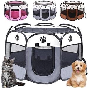 Piashow Recinto per Cani da Interno, Recinzione per Cuccioli 74x74x43cm Gabbia per Cani Recinto per Gatti da Interno, Box per Cucciolo Gattini Conigli (Grigio)