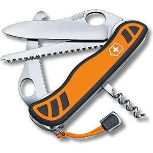 Victorinox Coltellino Svizzero Hunter XTM, Coltello per la Caccia, 6 Funzioni incl. Seghetto per Legno, Lama Bloccabile a Una Mano, Arancione/Nero