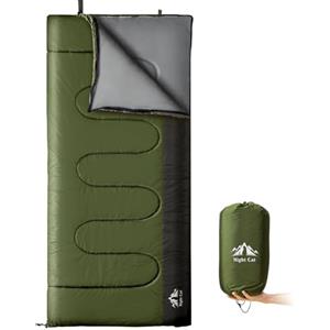 Night Cat Sacco a Pelo da Campeggio per Adulti 3 Stagioni Portatile Leggero Zaino in Spalla Escursioni Viaggi all'esterno Raccomanda 5℃-15℃, 80x190cm per Passare ad una Trapunta o una Coperta