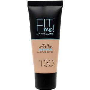 Maybelline Fit Me Matte Poreless Fondotinta Liquido 30ml - Finish Opacizzante per Pelli Normali e Grasse, Colore 130 Buff Beige