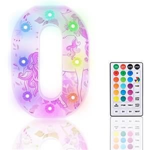HIYAA Lettere illuminate, luci a LED glitterate con 18 luci a LED che cambiano colore, con telecomando, per ragazze, regali di compleanno, bar, matrimoni, Natale, San Valentino, decorazione da tavolo - O