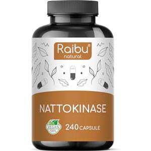 Raibu Nattokinase 240 Capsule - Alto Dosaggio 100 mg, Vegano e Senza Additivi, 8 Mesi di Fornitura