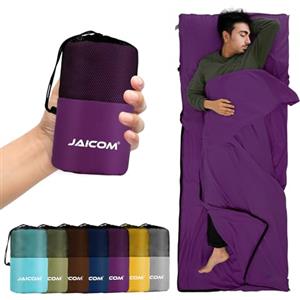 JAICOM Sacco Lenzuolo Sacco a Pelo, Sacco Lenzuolo da Viaggio Ultraleggero e Compatto, 220x90cm, Ideale per il campeggio, l'escursionismo, l'ostello e i viaggi di lavoro