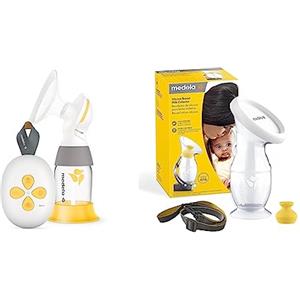 Medela Solo Tiralatte elettrico Singolo, Più Silenzioso, Ricaricabile tramite USB + Medela Raccoglitore Latte Materno per Mamme che Allattano al Seno, in Silicone