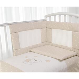 Babysanity- Set Paracolpi Lettino Alta Traspirabilità Piumino Copripiumino Sfoderabile Federa 100% Cotone Made in Italy (Piccole Stelle Beige)