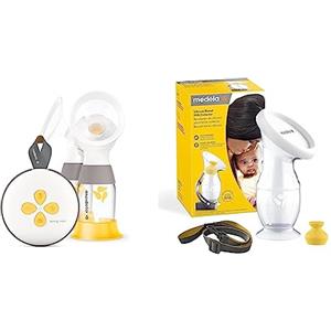 Medela Swing Maxi Tiralatte Elettrico Doppio, Ricaricabile tramite USB, Più Latte in Meno Tempo + Medela Raccoglitore Latte Materno per Mamme che Allattano al Seno, in Silicone
