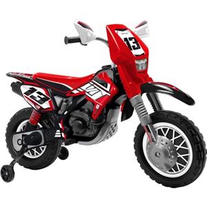 INJUSA Moto Elettrica Bambini 3 4 5 6 Anni Cross Thunder Max VX 12V Nera Rossa con Acceleratore Manubrio + Ruote in Plastica con Gattistrada Gommate + Rotelle Stabili + Design Sportivo Offroad | INJUSA