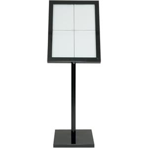 Securit® Espositore luminoso a LED Black Star in metallo 46x41x136 cm, 4xA4, con vetro di sicurezza e illuminazione a LED