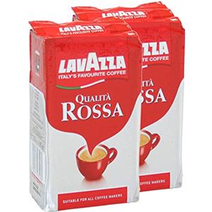 Lavazza Caffè Qualità Rossa, Espresso Tostato, Chicchi di Caffè Macinati, Pacco Sottovuoto 2 x 250g