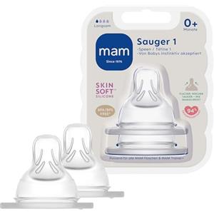MAM 66410600, Tettarella per biberon, Adatta a tutte le bottiglie MAM, Misura 1 (0 mesi+), Confezione doppia