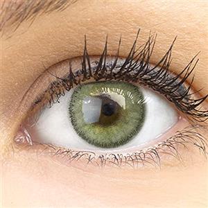 GLAMLENS Lenti a contatto colorate verde - mensili - con porta lenti a contatto - verdi naturali in silicone idrogel - 2 pezzi - DIA 14,00 mm - senza correzione 0.00 diottrie