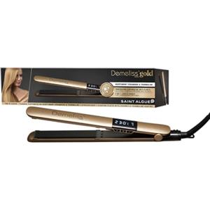 Demeliss SAINT ALGUE Piastra GOLD - Lisciatura dalla Radice - Piastre Sottili in Ceramica e Tormalina - Temperatura Regolabile 150°C-230°C - Capelli Lisci o Mosso - Design Ergonomico, Professionale