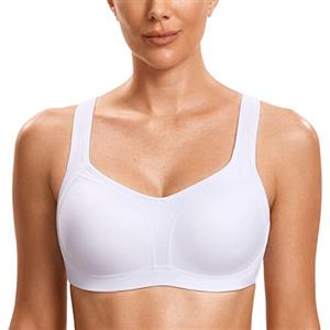 SYROKAN Reggiseno Sportivo Donna Sostegno Forte con Ferretto Imbottito Senza Rimbalzi Taglie Forti Bianco 3E