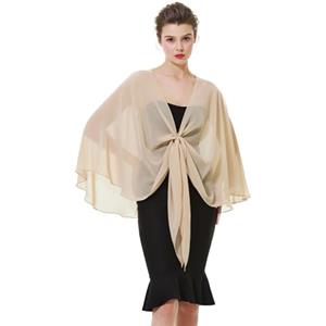 BEAUTELICATE Scialle Stola di Chiffon Donna Elegante Cerimonia Sciarpe Coprispalle Donna Estivo per Nozze Sposa Festa Matrimonio (Champagne,Taglia unica)