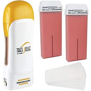 Muster Kit Muster Tres Jolie Manipolo Scaldacera Doppia Resistenza - 200pz Strisce Ceretta - 2 Ricariche Rullo Titanio Rosa Professionale