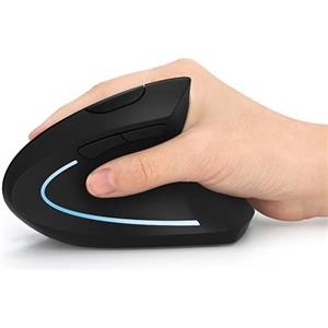 ONELY Mouse Verticale Wireless USB ergonomico Ricaricabili Mouse, 2.4G scroll Endurance mouse ad alta precisione mouse ottico per PC/laptop/Mac, Palm rest Thumb pulsanti DPI regolabile,5 buttons-Nero
