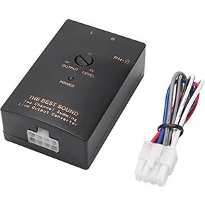 VooGenzek Convertitore di Uscita di Linea a 2 Canali da Alto a Basso per Auto RCA, Adattatore di Uscita Convertitore di Linea per Auto, per Amplificatore per Auto, Nero